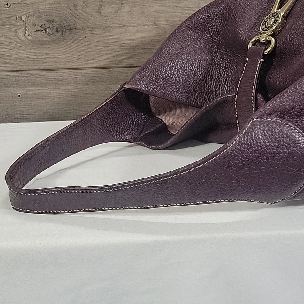 Dooney & Bourke Purple Pebble Leather Hobo Shoulder Bag